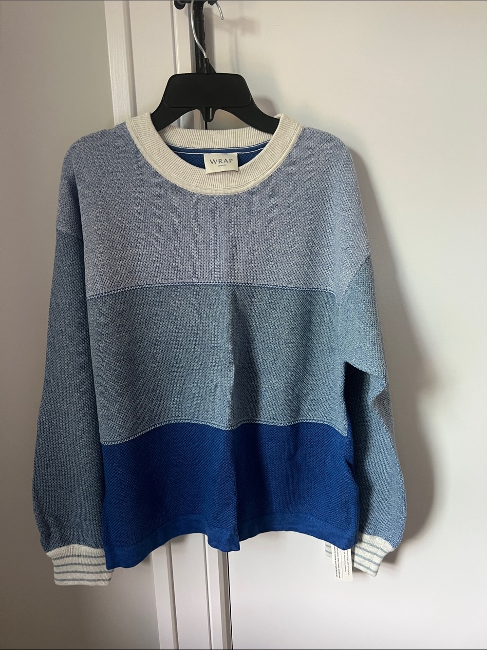Wrap London Blue Colorblock Crewneck Sweater